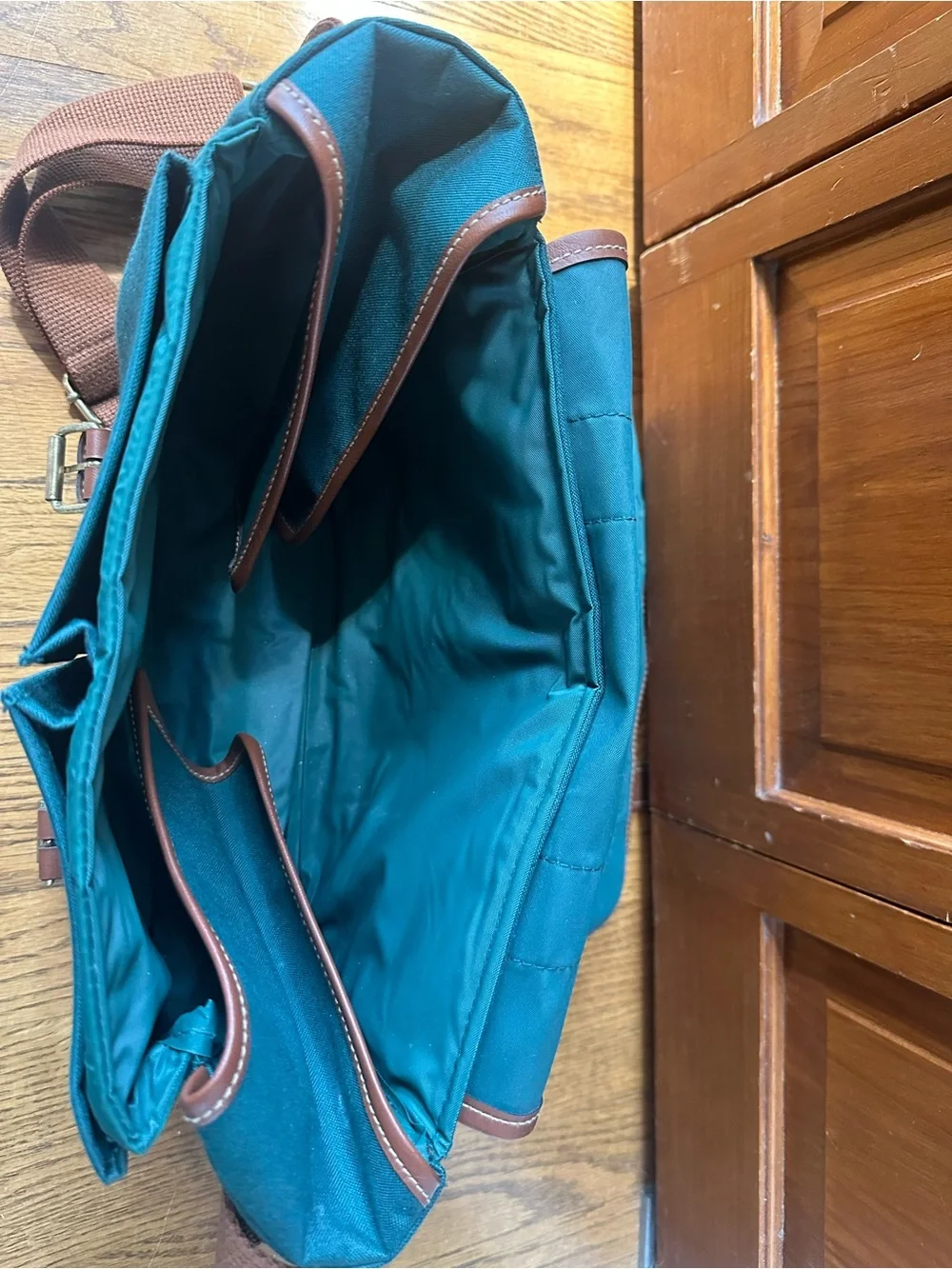 VTG Polo by Ralph Lauren Teal Canvas Messenger with Brown Trim and Strap